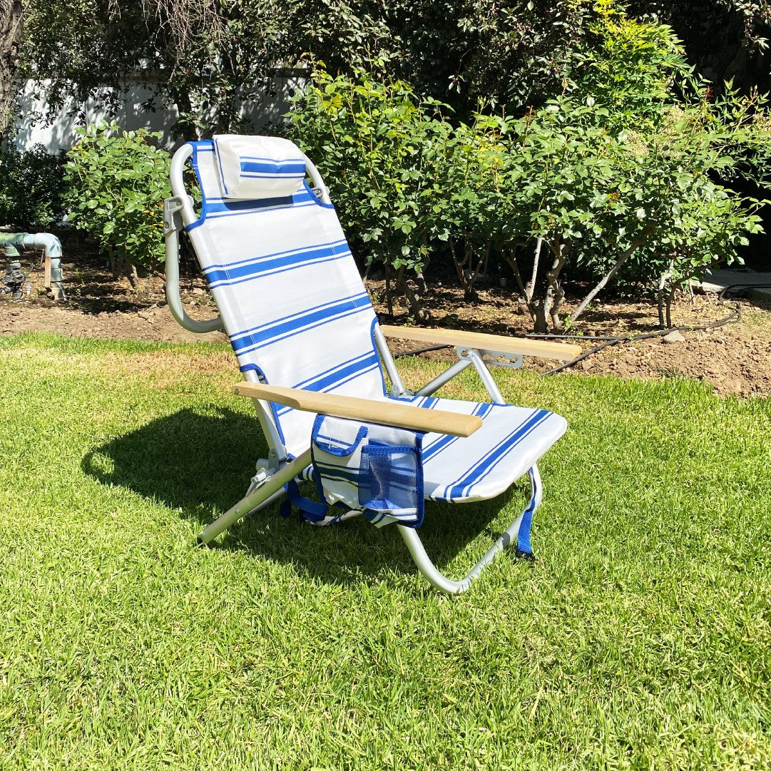 Silla Playa 5 Posiciones Reposabrazos Madera Sunseeker