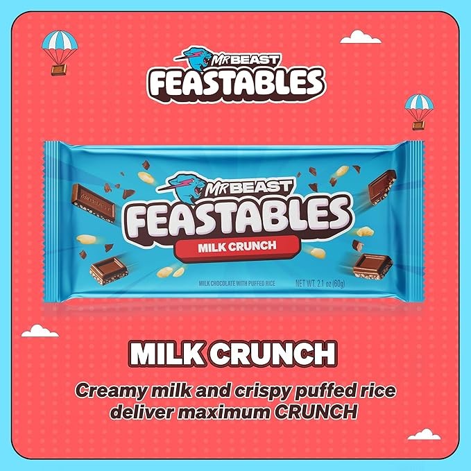 Barritas Mr. Beast Crunch Chocolate Leche Feastables 10 x 60 g