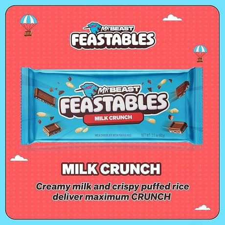 Barritas Mr. Beast Crunch Chocolate Leche Feastables 10 x 60 g