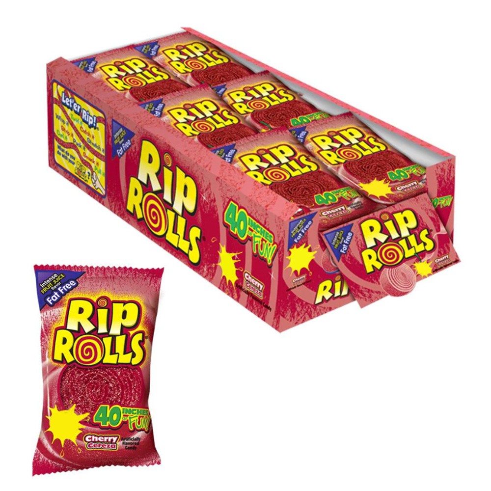 Gomitas Enrolladas Guinda Rip Rolls 24 un x 40 g