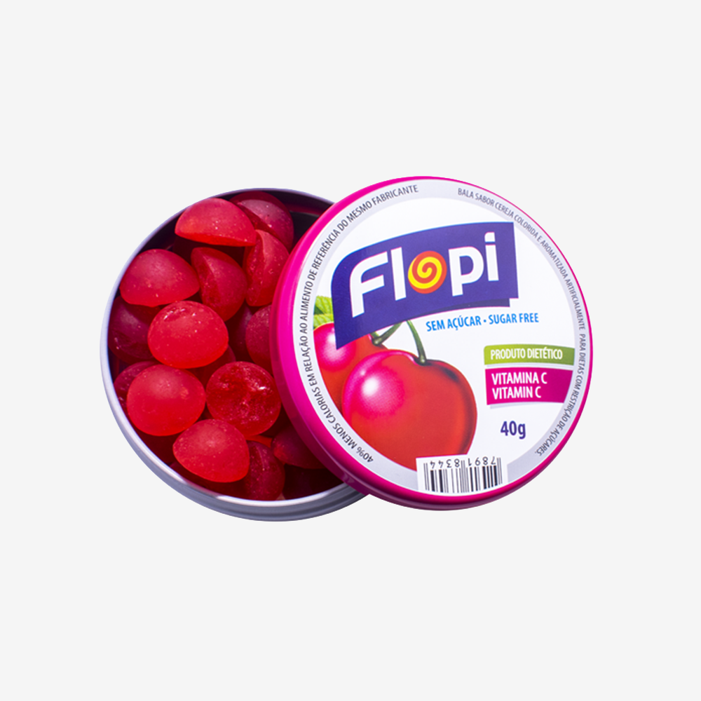 Caramelo sin Azúcar Cereza Flopi 40 g