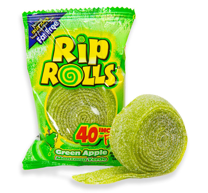 Gomitas Enrolladas Manzana Verde Rip Rolls 40 g