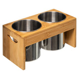 Juego 2 Escurridores Cubiertos Acero Inoxidable Soporte Bambú 5Five 1 un