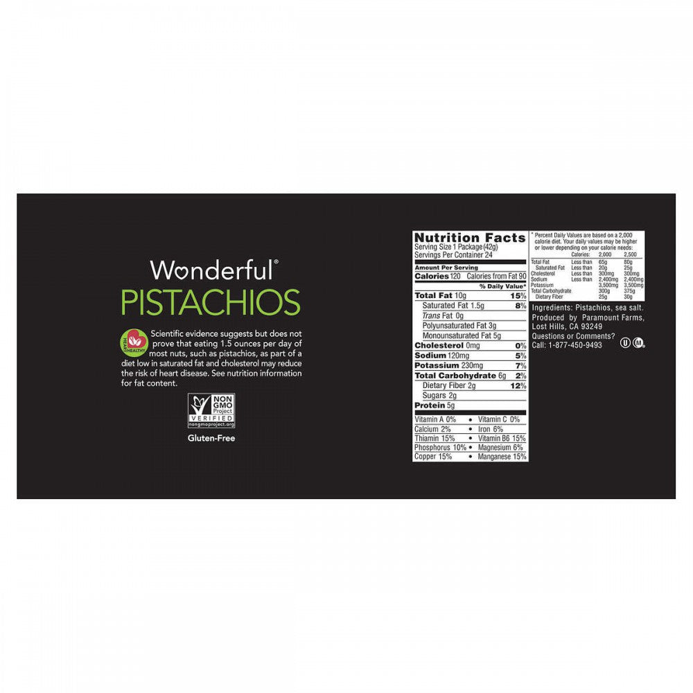 Pistachos Salados Wonderful 24 un x 42 g