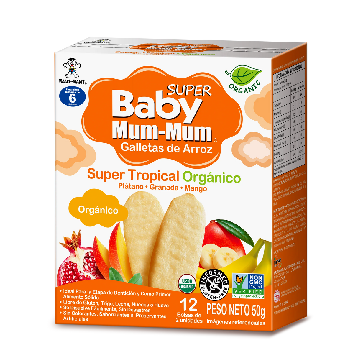 Galletas de Arroz Sabor Super Tropical Baby Mum Mum 50 g