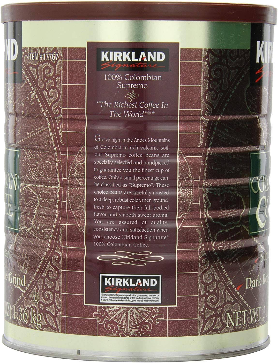 Café Molido Fino 100% Colombiano Kirkland 1.36 kg