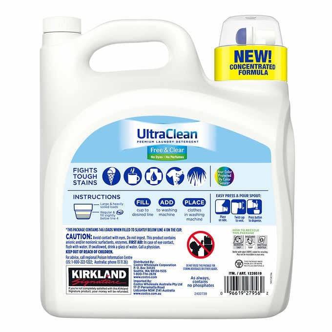 Detergente Líquido Hipoalergénico Ultra Clean Kirkland 5.73 L