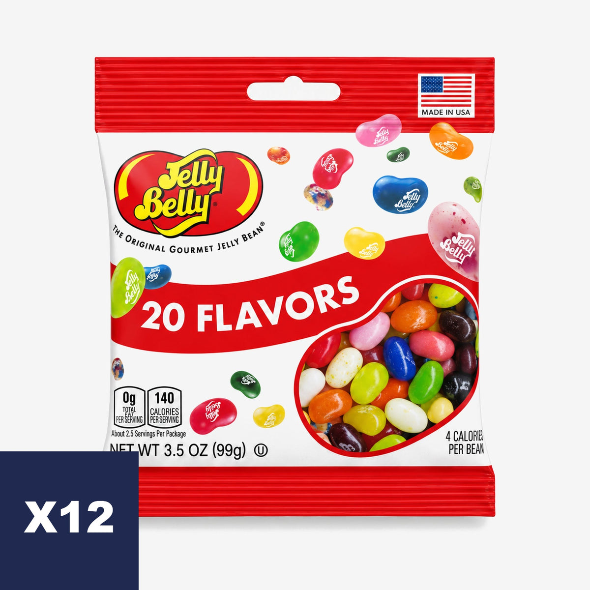 20 Assorted Jelly Bean Flavors 3.5 oz Grab & Go® Bag - 12 Count Case