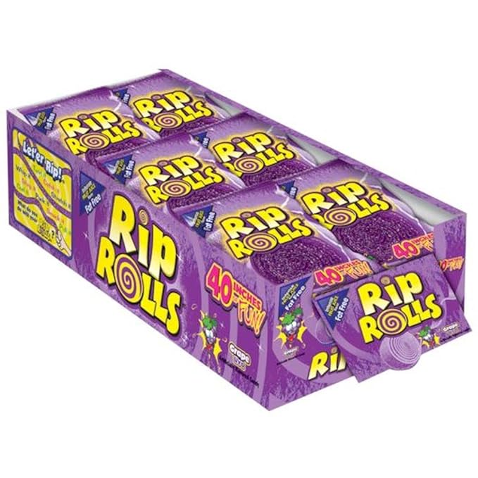 Gomitas Enrolladas Uva Rip Rolls 24 x 40 g