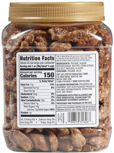 Nueces Pecanas Cubiertas de Praline Kirkland 1.13 kg