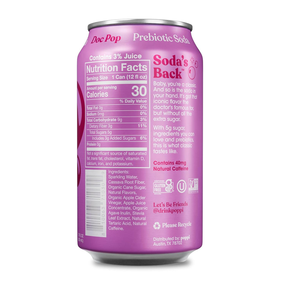 Bebida Prebiotic Doc Pop Lata Poppi 355 ml