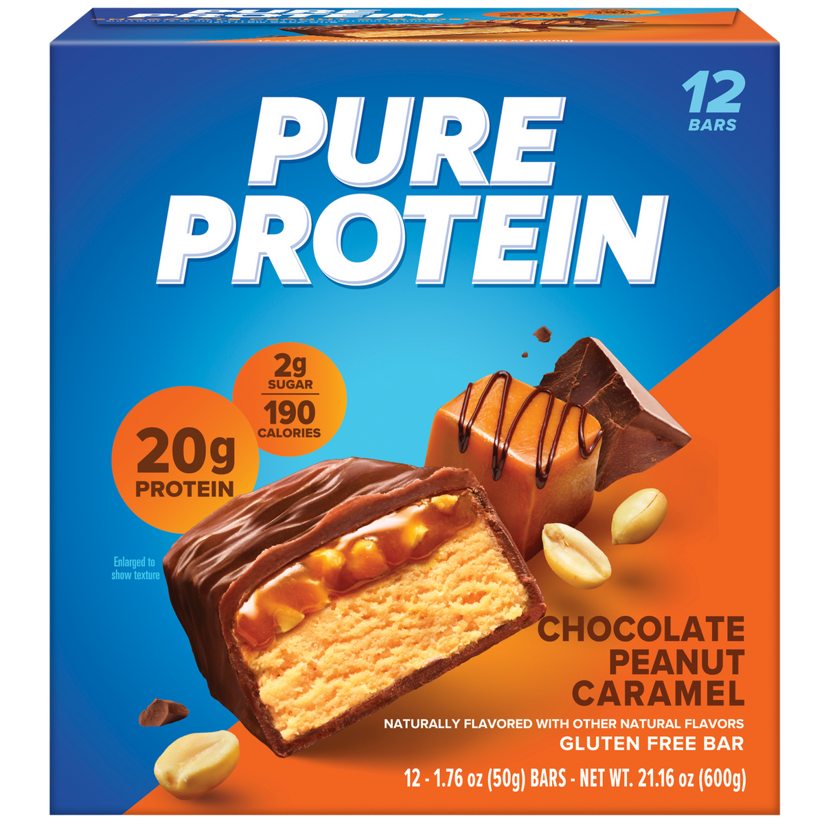 Barrita de Proteína Chocolate Peanut Caramel Pure Protein 12 x 50 g