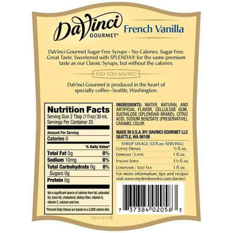 Syrup Vainilla sin Azúcar DaVinci 750 ml