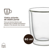 Set 4 Tazas Vidrio Doble Pared 80 ml Home Logics 1 un
