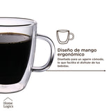 Set 4 Tazas Vidrio Doble Pared 80 ml Home Logics 1 un