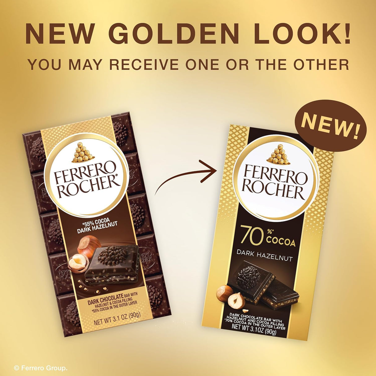 Barra Chocolate 70% Cacao Ferrero Rocher 90 g