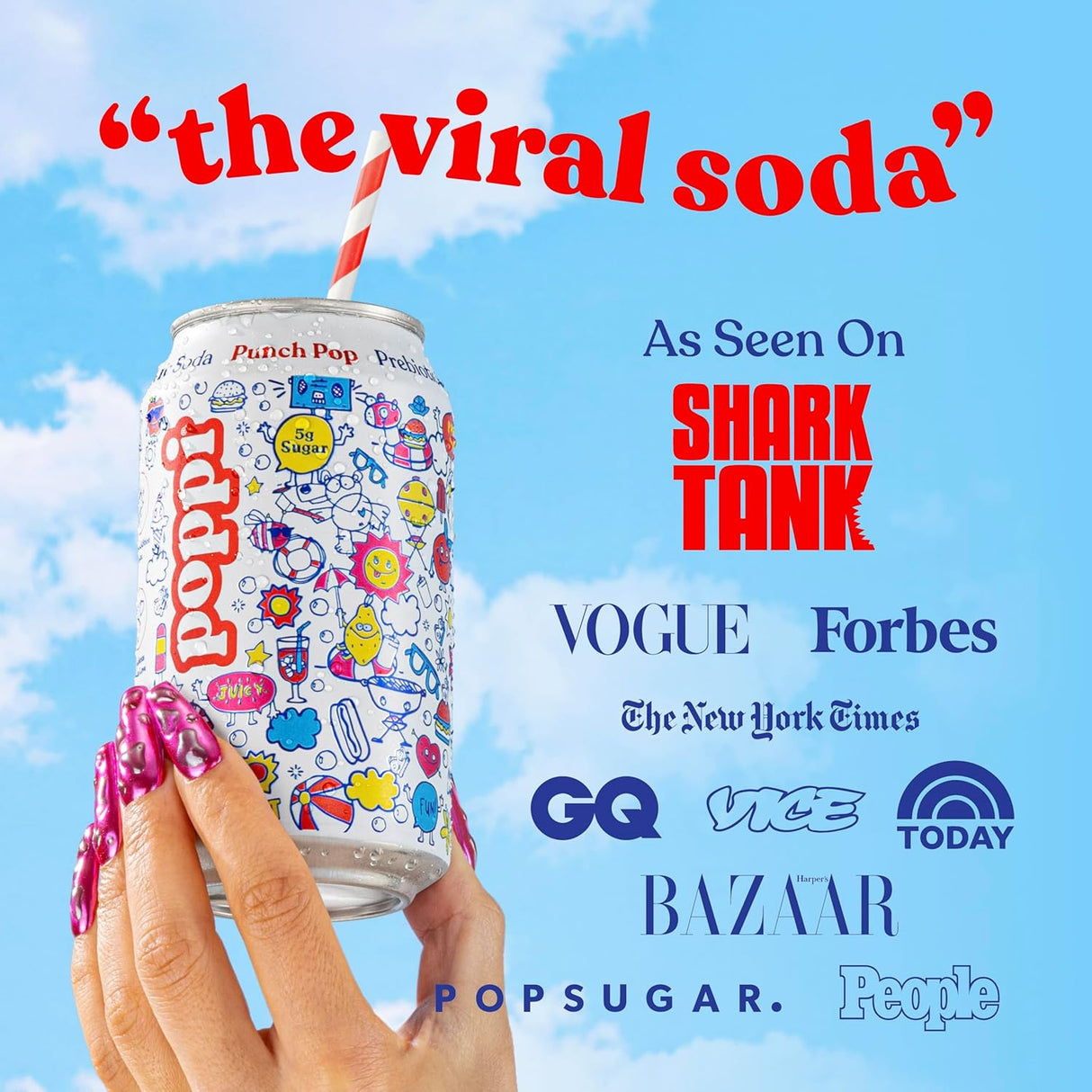 Bebida Prebiotic Punch Pop Lata Poppi 12 x 355 ml