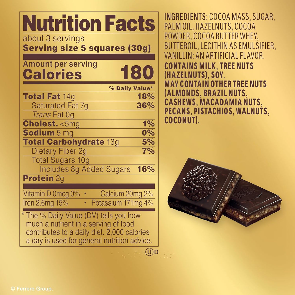 Barra Chocolate 70% Cacao Ferrero Rocher 90 g