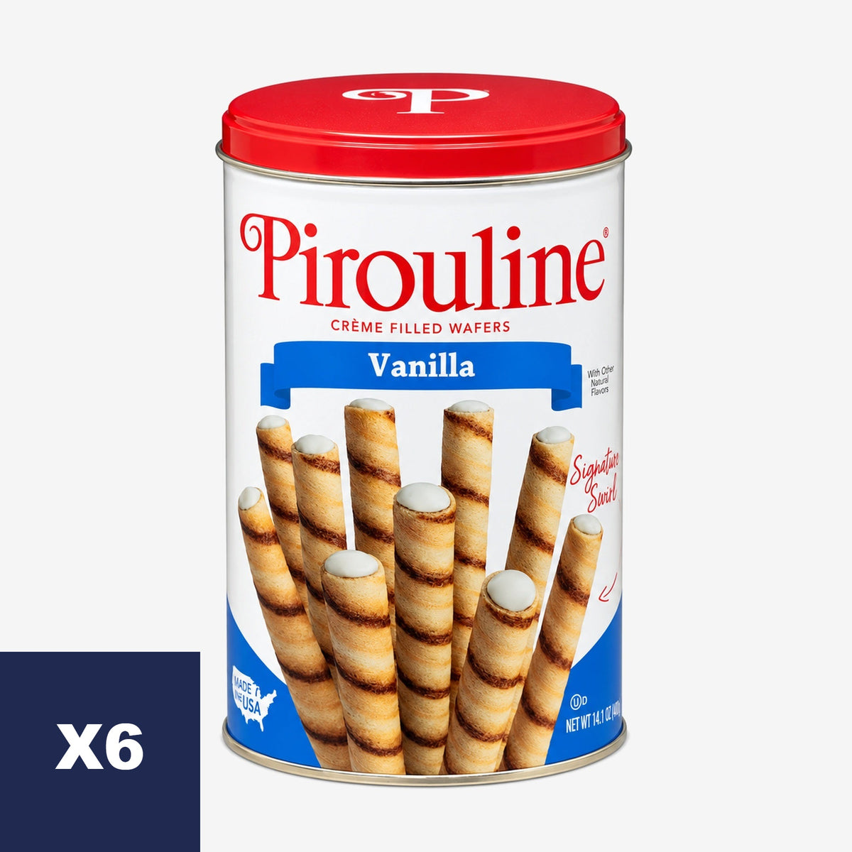Obleas Rellenas de Vainilla Pirouline 6 x 400 g