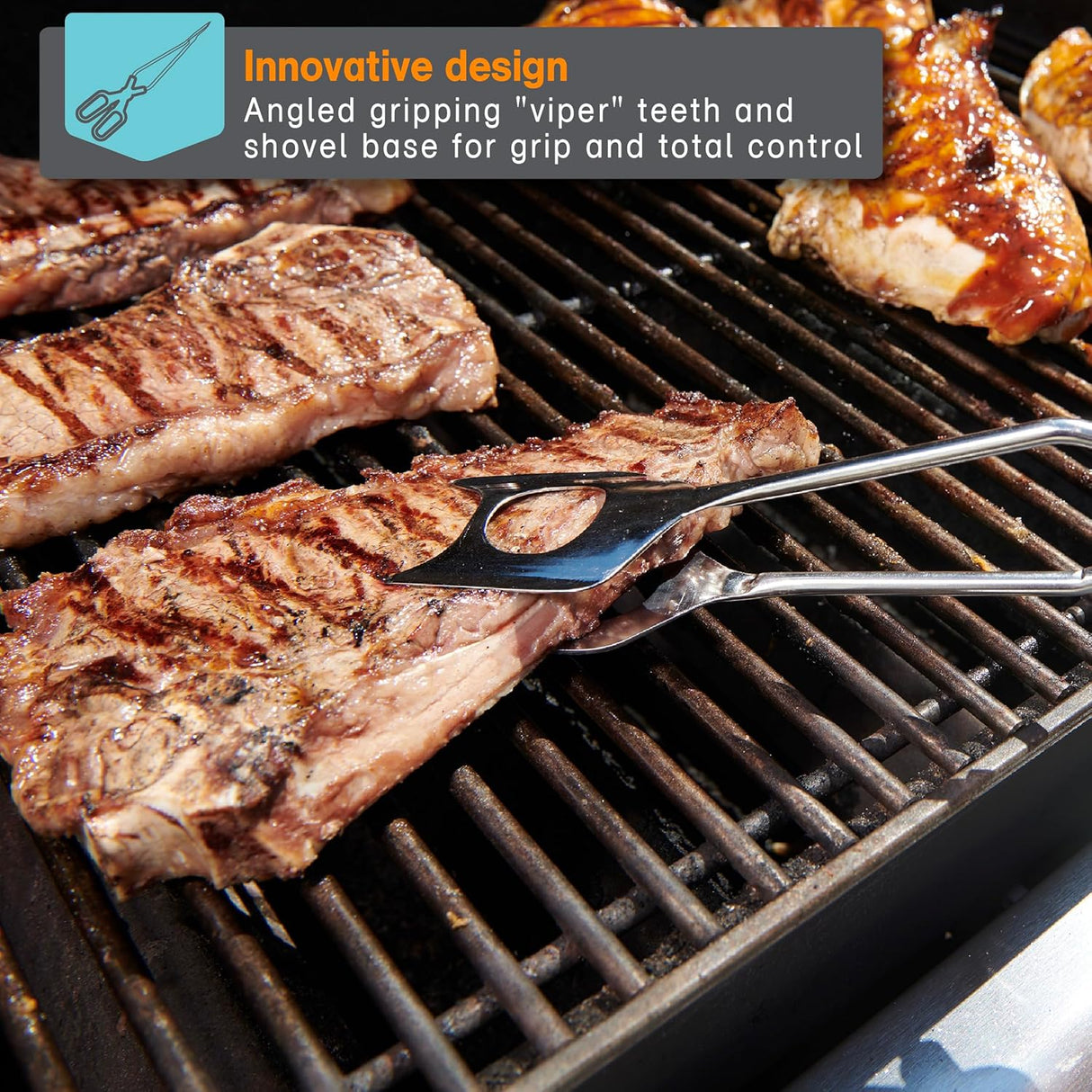 Pinzas Parrilla Viper Acero Inox Polder 1 un