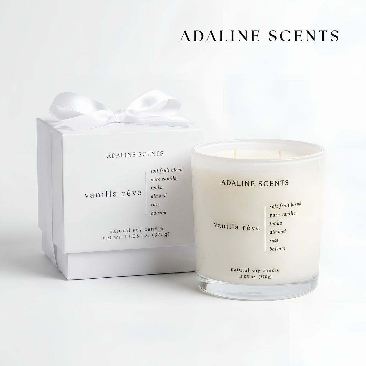 Vela Soja Vanilla Rêve 370 g Adaline Scents 1 un