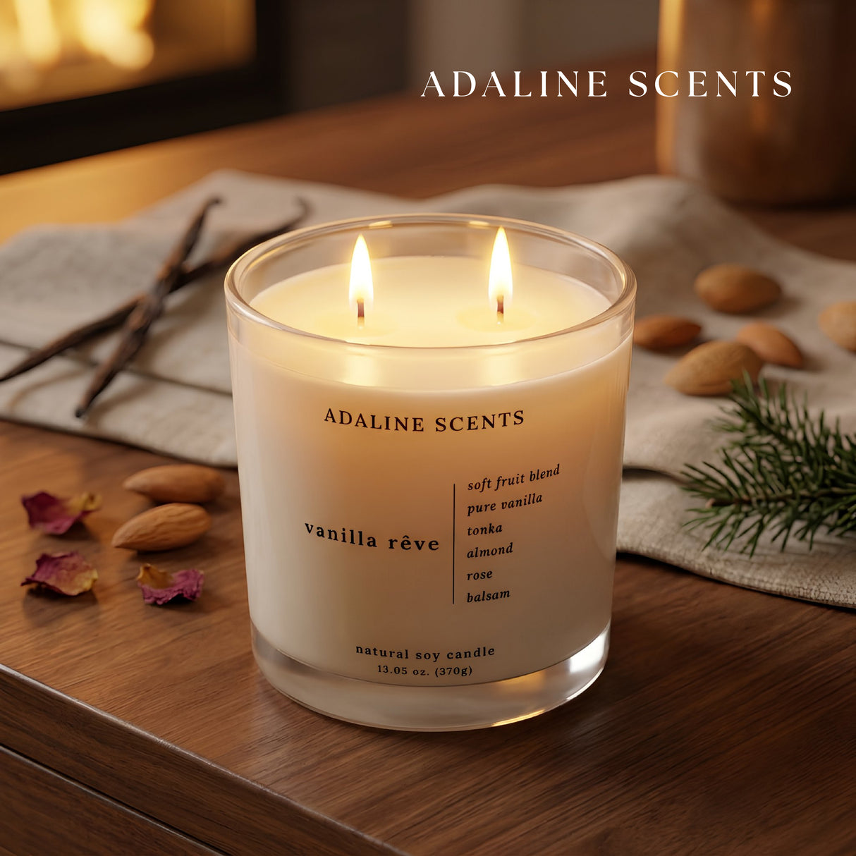 Vela Soja Vanilla Rêve 370 g Adaline Scents 1 un