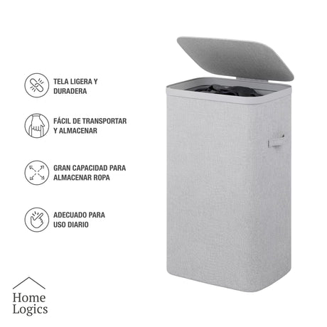 Canasto para Ropa Sucia 60L Home Logics 1 un