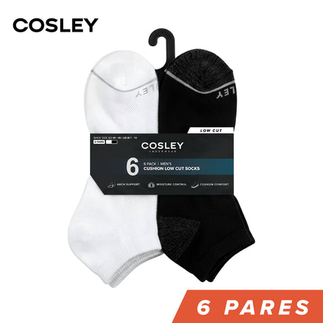 Calcetines Hombre Cushion Low Cut Black&White Cosley Pack 6