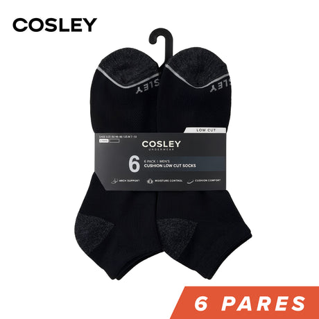 Calcetines Hombre Acolchados Low Cut Black Cosley Pack 6
