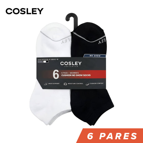 Calcetines Mujer Cushion No Show Black&White Cosley Pack 6