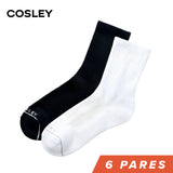 Calcetines Mujer Cushion Mid-Crew Black&White Cosley Pack 6