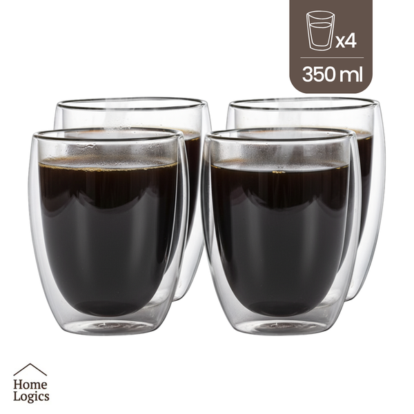 Set 4 Vasos Vidrio Doble Pared 350 ml Home Logics 1 un