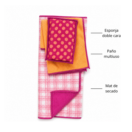 Set limpieza 3 Piezas Microfibra Bright Box Rosa  1 un