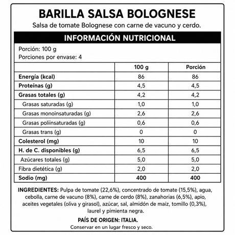 Salsa de Tomate Boloñesa Barilla 400 g