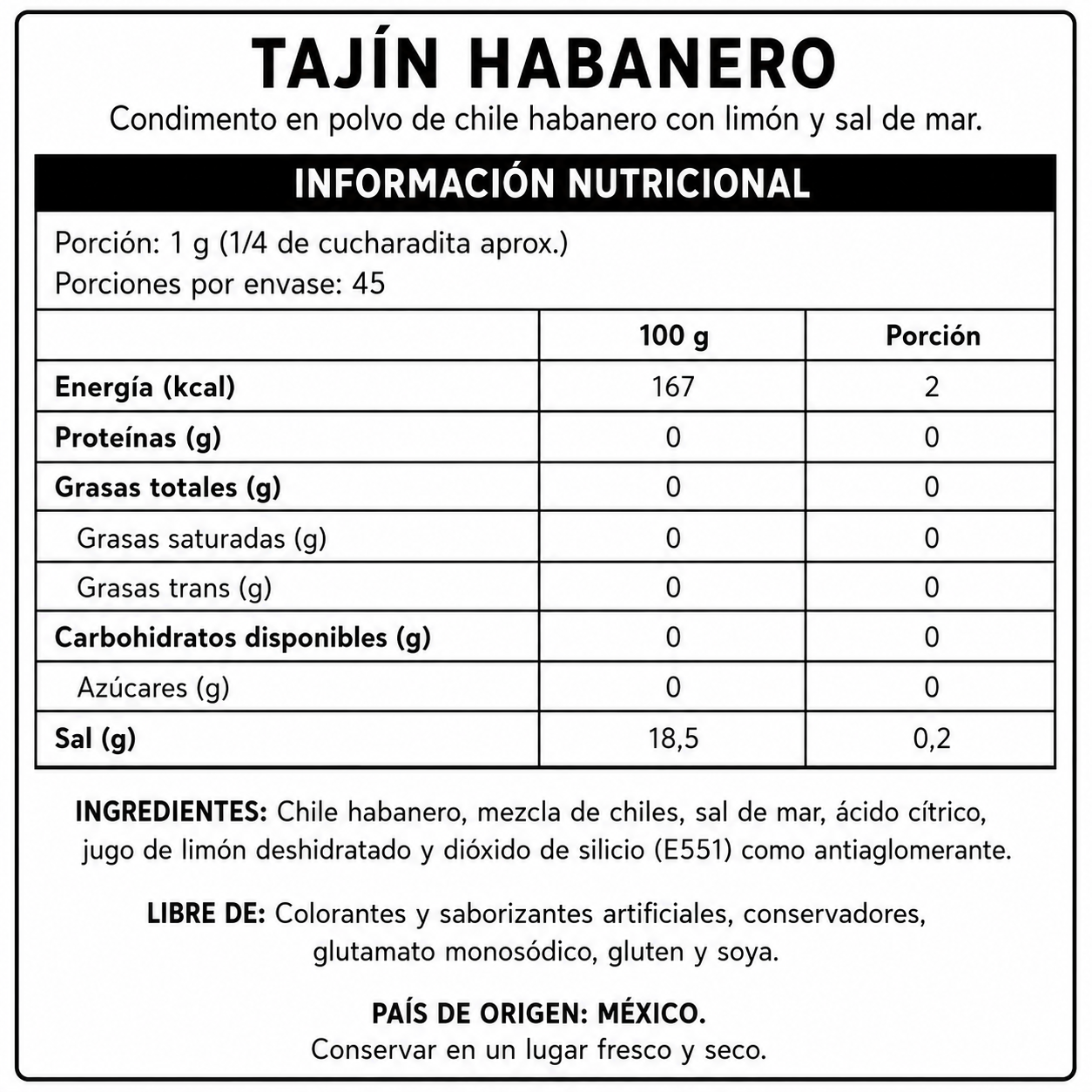 Salsa Habanero Tajin 45 g