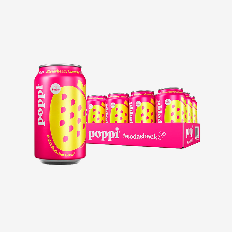 Bebida Prebiotic Strawberry Lemon Lata Poppi 12 x 355 ml