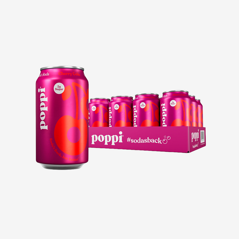 Bebida Prebiotic Cherry Cola Lata Poppi 12 x 355 ml