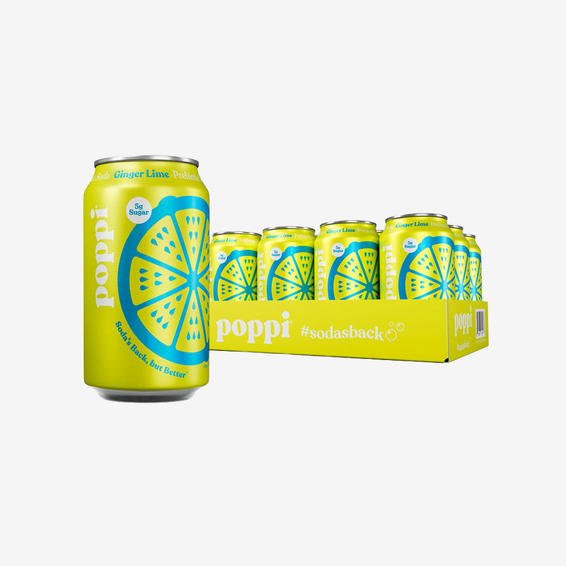 Bebida Prebiotic Ginger Lime Lata Poppi 12 x 355 ml