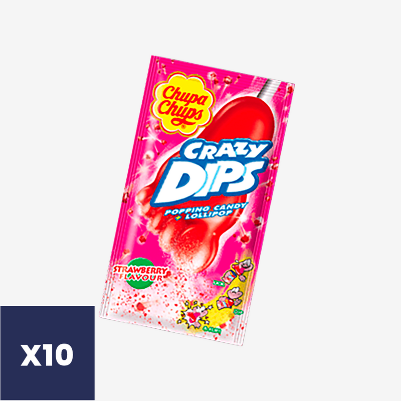 Paletas Crazy Dips Frutilla Chupa Chups 10 un x 12 g