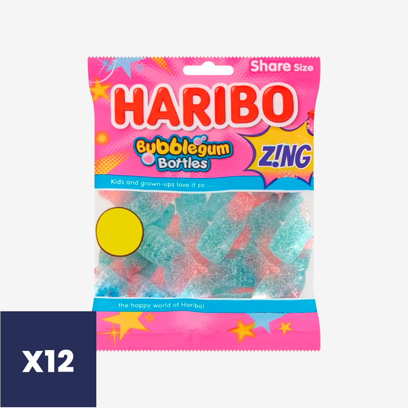 Gomitas Bubblegum Bottles Zing Haribo 12 x 176 g