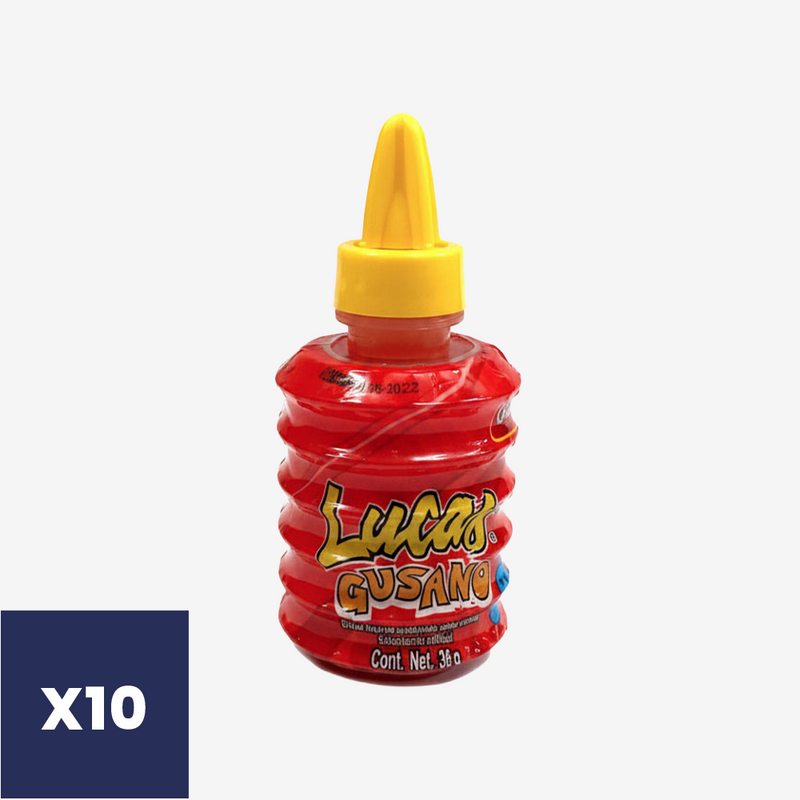 Dulce Líquido Enchilado Chamoy Gusano Lucas 10 x 36 g