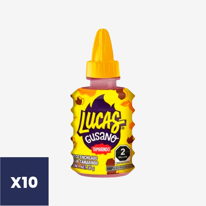 Dulce Líquido Enchilado Tamarindo Gusano Lucas 10 x 36 g