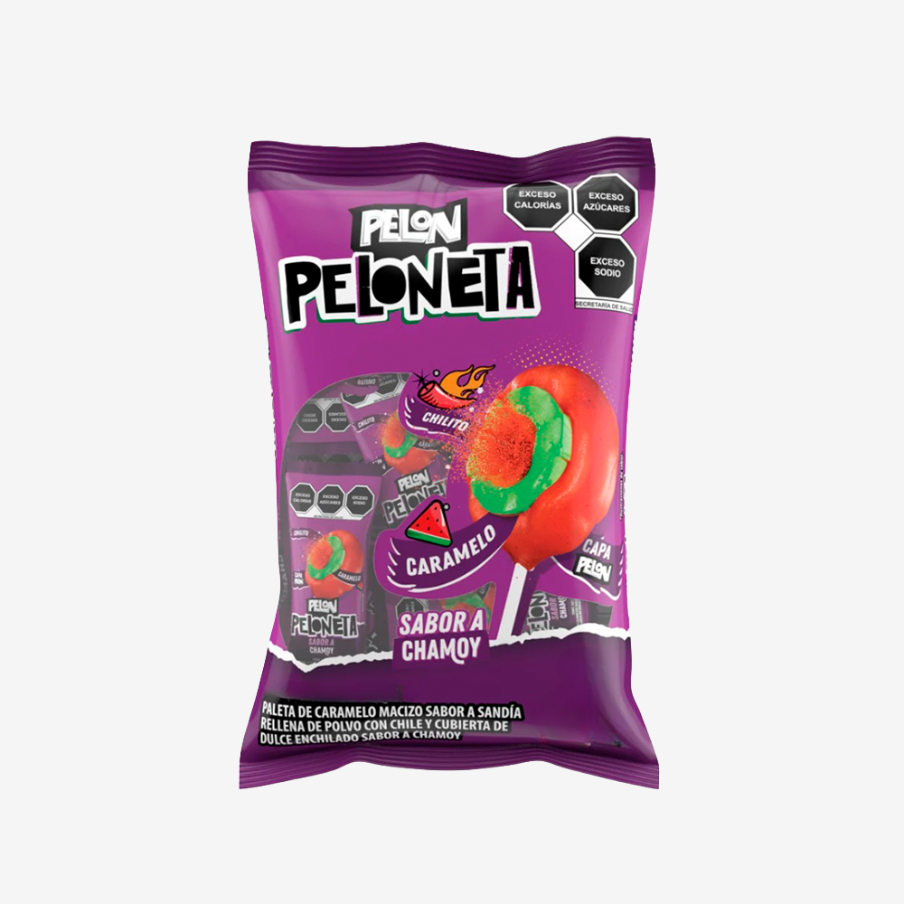 Chupetes Peloneta Chamoy Sandía Pelón 20 x 21 g