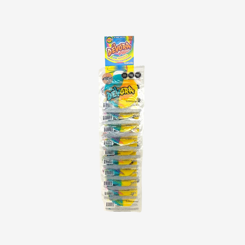 Tira Caramelo Suave Devora Uva-Naranja Pigui 10 x 17 g