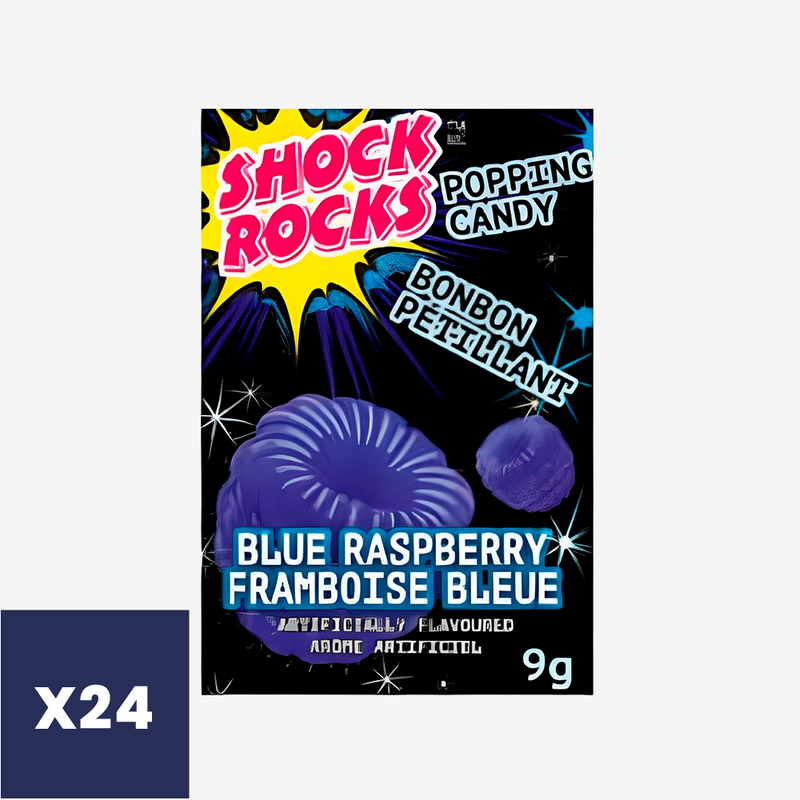 Caramelos Popping Blue Raspberry Shock Rocks 24 un x 9 g