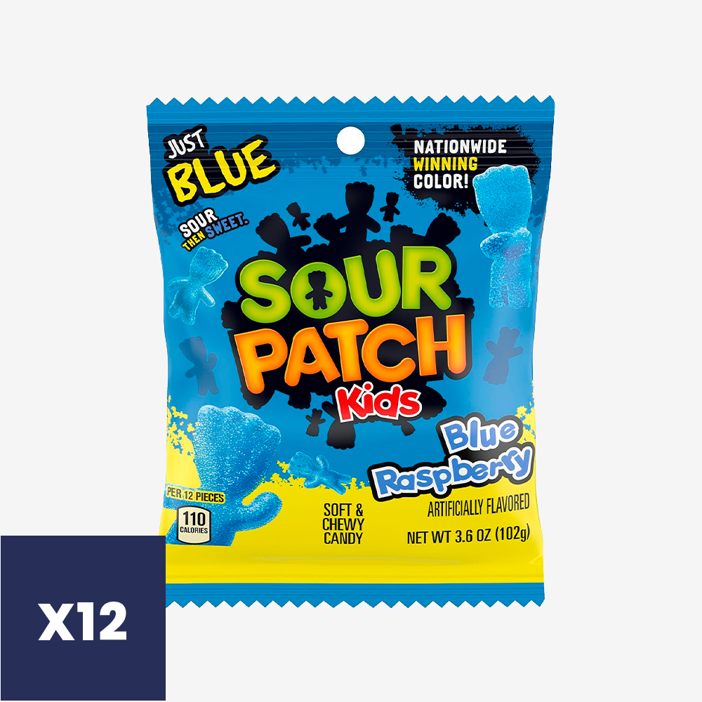 Gomitas Frambuesa Azul Sour Patch Kids 12 x 102 g