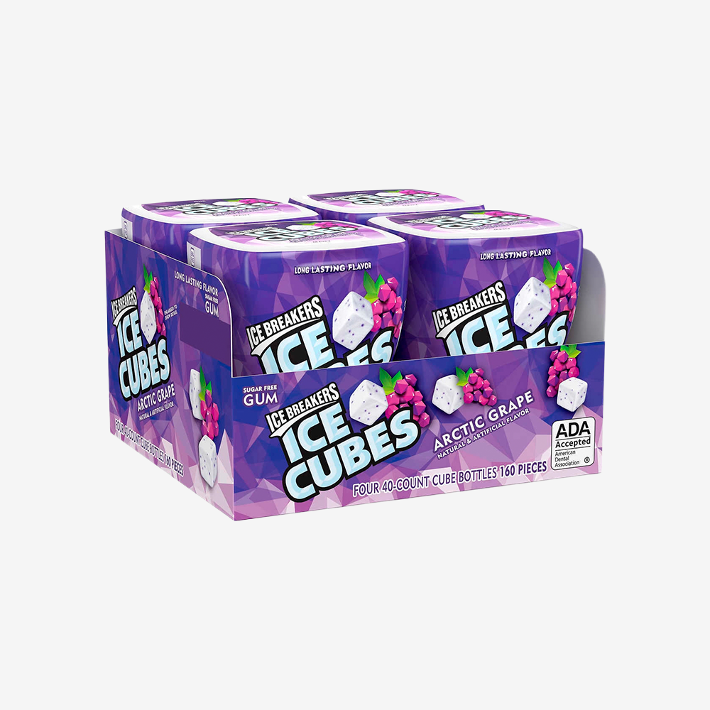 Ice Breakers Ice Cubes Sugar Free Gum, Arctic Grape 4 x 40un.