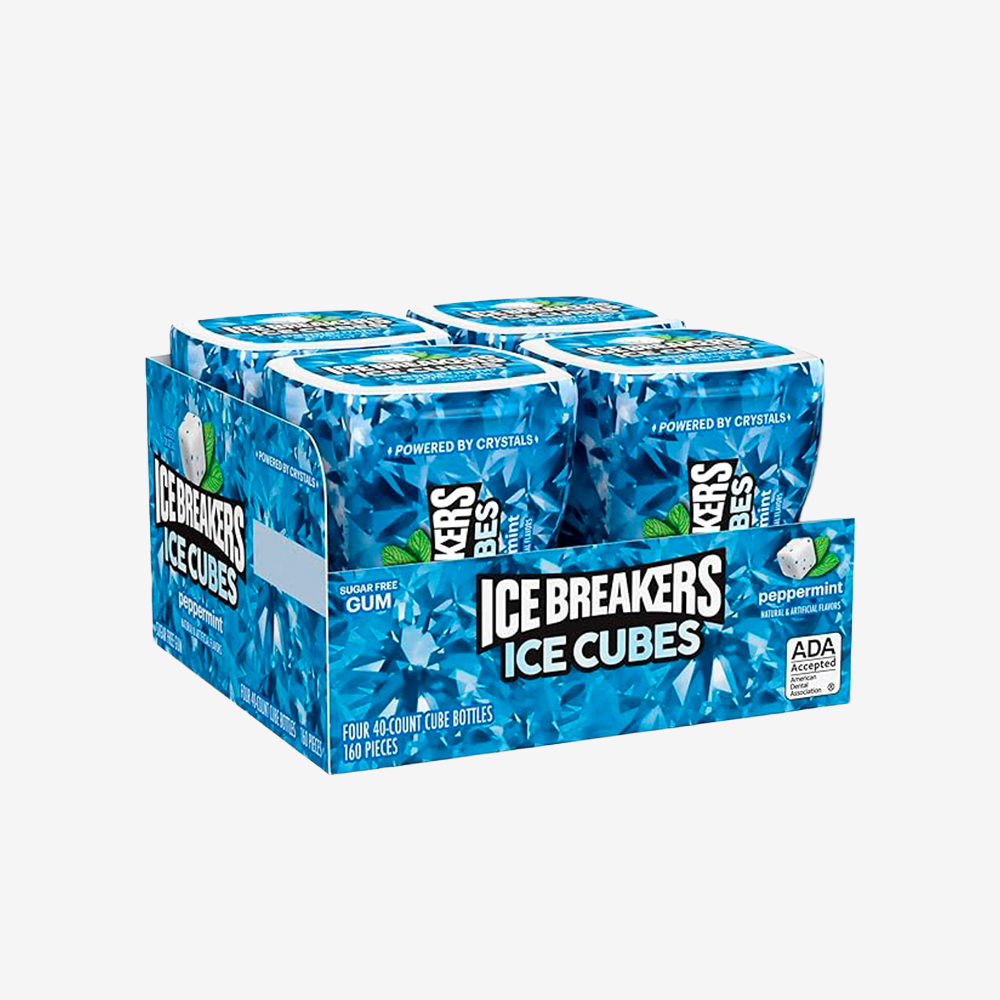 Chicles Ice Cubes sin Azúcar Peppermint Ice Breakers 4 un x 92 g