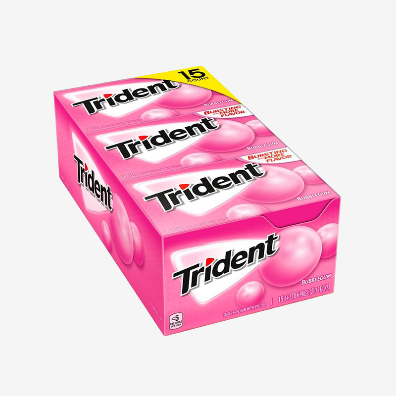Chicles sin Azúcar Bubblegum Trident 15 un x 26 g