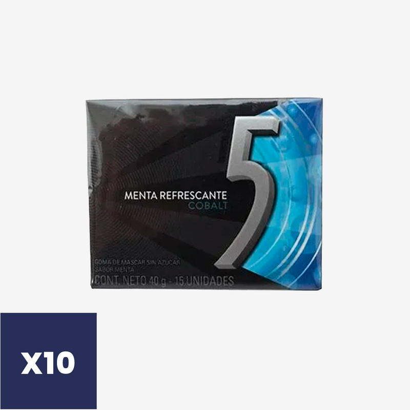 Chicles 5 Cobalt sin Azúcar Peppermint Wrigley's 10 pack x 15 un